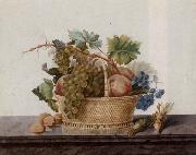Madame Elie Still life of fruit in a bowl,upon a stone ledge oil painting artist